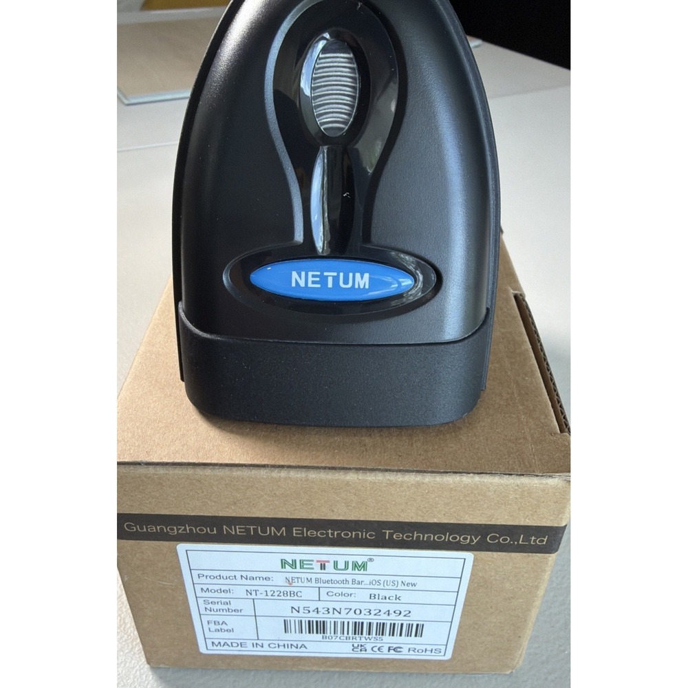 NETUM NT-1228BC Bluetooth Barcode Scanner Compatible with 2.4G Black - NEW